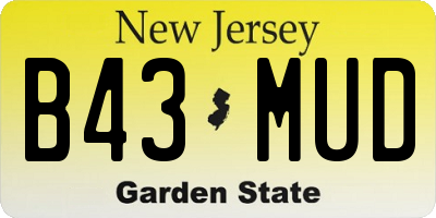 NJ license plate B43MUD