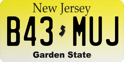 NJ license plate B43MUJ
