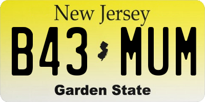 NJ license plate B43MUM