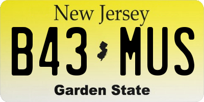 NJ license plate B43MUS
