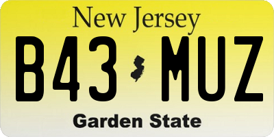 NJ license plate B43MUZ