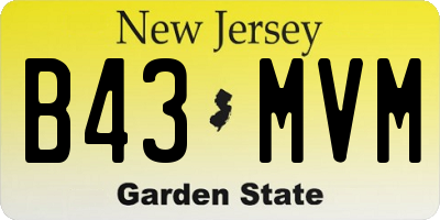 NJ license plate B43MVM