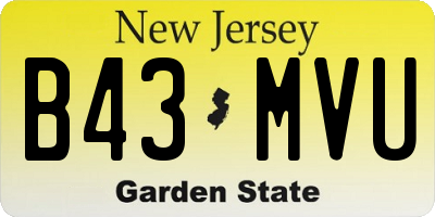 NJ license plate B43MVU
