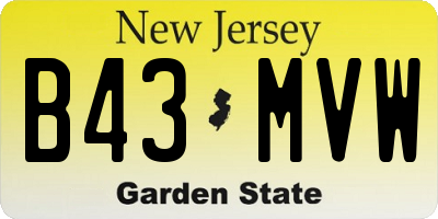 NJ license plate B43MVW