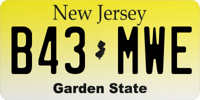 NJ license plate B43MWE