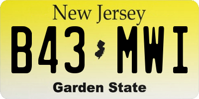 NJ license plate B43MWI