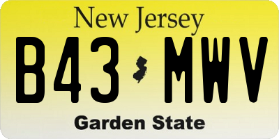 NJ license plate B43MWV