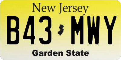 NJ license plate B43MWY