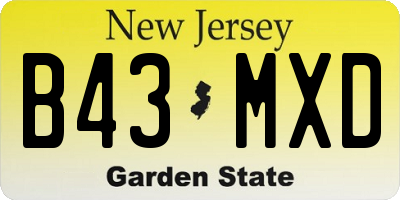 NJ license plate B43MXD
