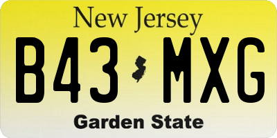 NJ license plate B43MXG