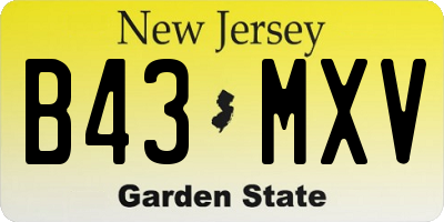 NJ license plate B43MXV
