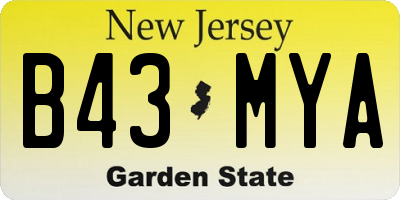NJ license plate B43MYA
