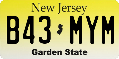 NJ license plate B43MYM