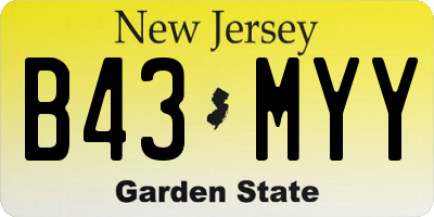 NJ license plate B43MYY
