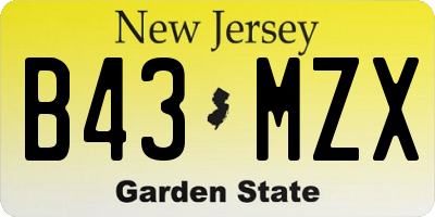 NJ license plate B43MZX