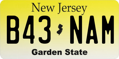 NJ license plate B43NAM