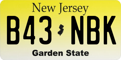 NJ license plate B43NBK