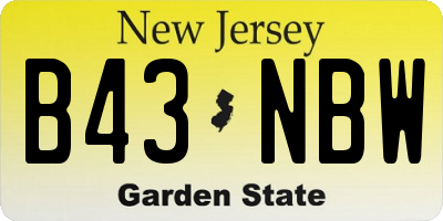 NJ license plate B43NBW