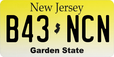 NJ license plate B43NCN