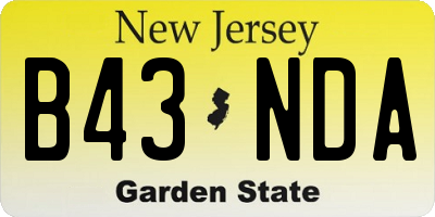 NJ license plate B43NDA