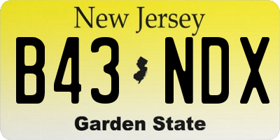 NJ license plate B43NDX