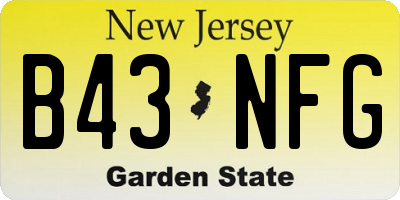 NJ license plate B43NFG