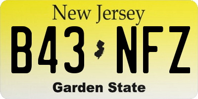 NJ license plate B43NFZ
