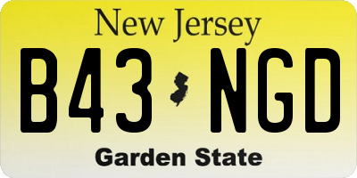 NJ license plate B43NGD