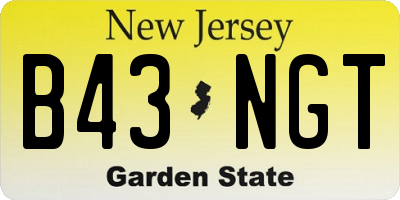 NJ license plate B43NGT