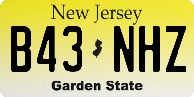 NJ license plate B43NHZ