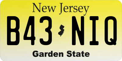 NJ license plate B43NIQ