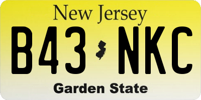 NJ license plate B43NKC