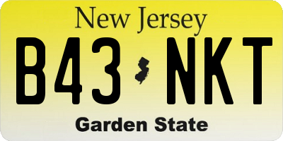 NJ license plate B43NKT