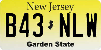 NJ license plate B43NLW