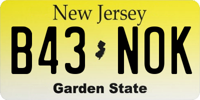 NJ license plate B43NOK