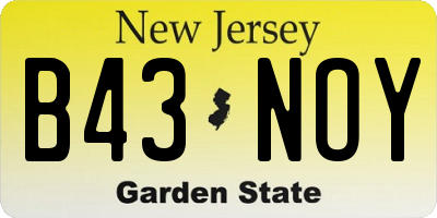 NJ license plate B43NOY