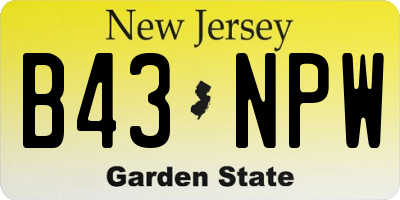 NJ license plate B43NPW