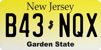 NJ license plate B43NQX