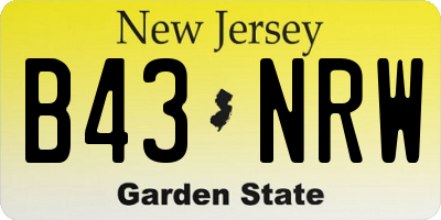 NJ license plate B43NRW