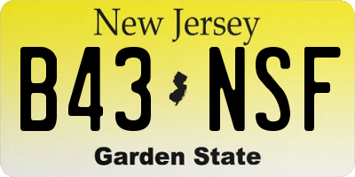 NJ license plate B43NSF