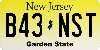 NJ license plate B43NST