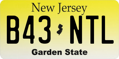 NJ license plate B43NTL