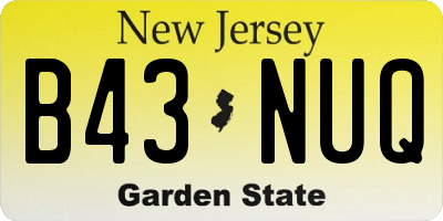 NJ license plate B43NUQ