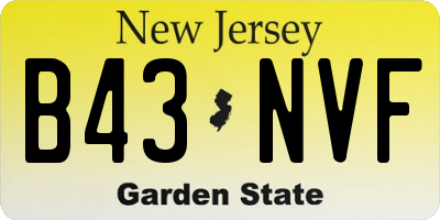 NJ license plate B43NVF