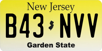 NJ license plate B43NVV