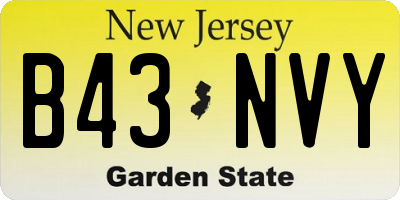 NJ license plate B43NVY