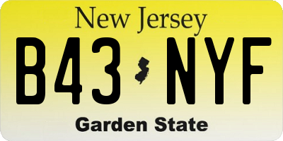 NJ license plate B43NYF