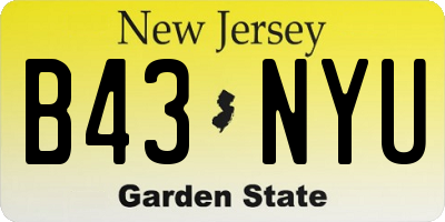 NJ license plate B43NYU
