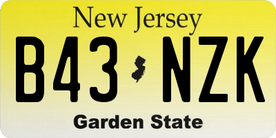 NJ license plate B43NZK