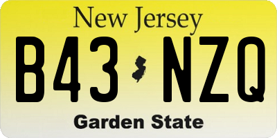 NJ license plate B43NZQ